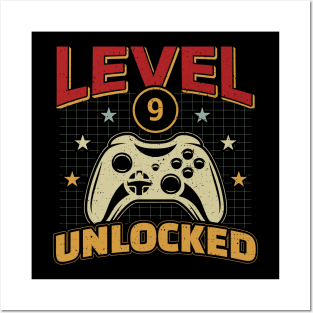 9th Birthday Level 9 Unlocked Video Game Gamer Posters and Art